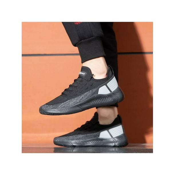 Mens Fashion Sneakers Shoes Black Outdoor Running Sports Mesh Breathable Gym